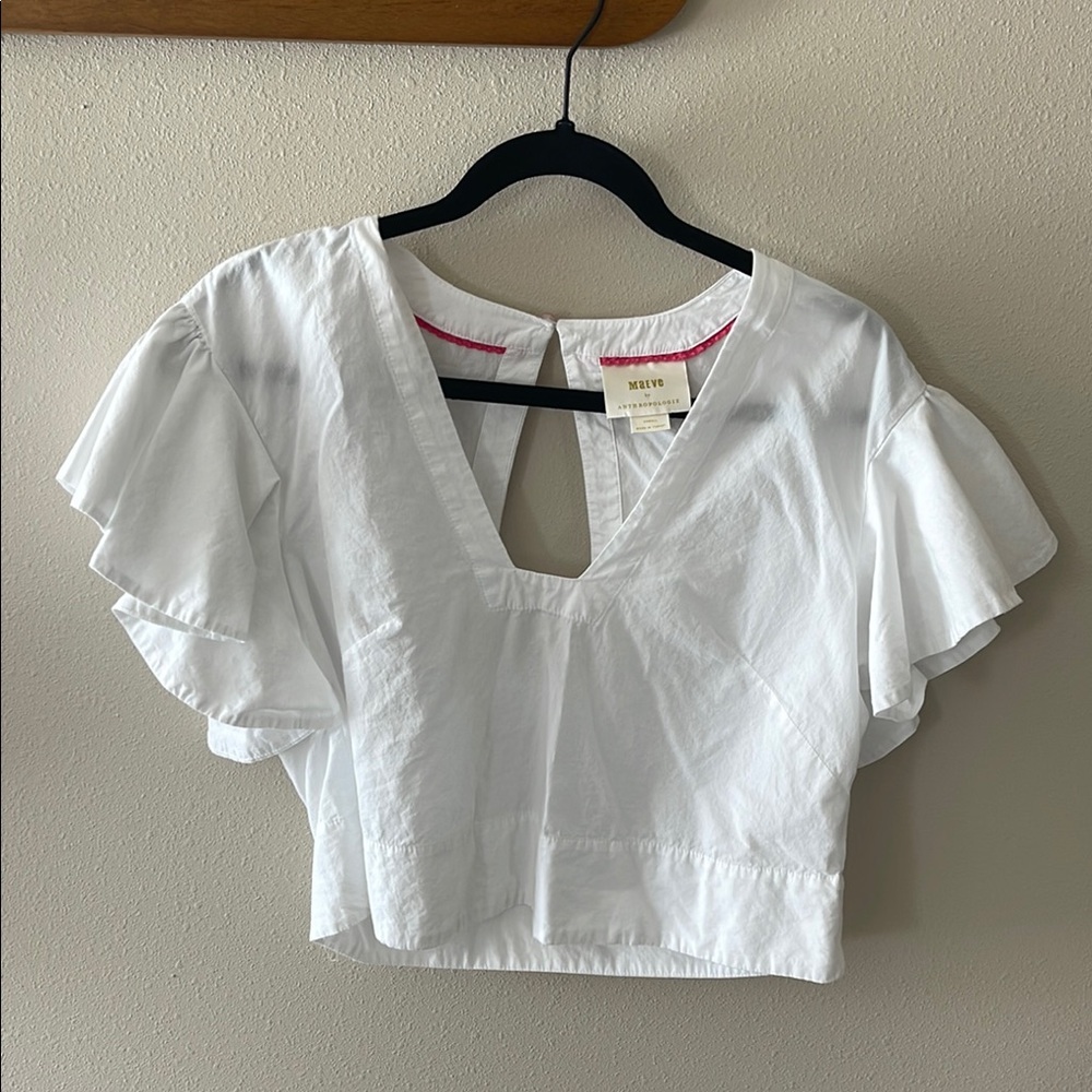 White Ruffle Sleeve Top